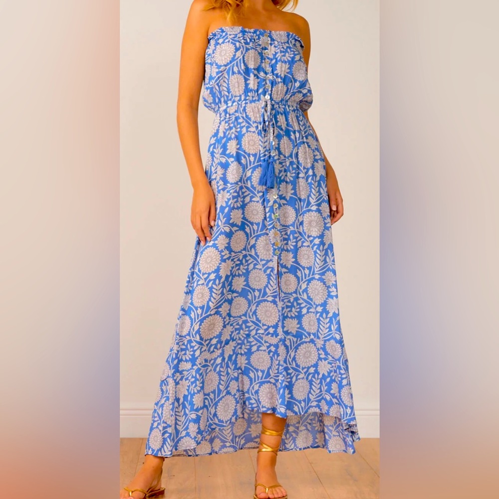 Elan NWT Caribbean strapless maxi dress M